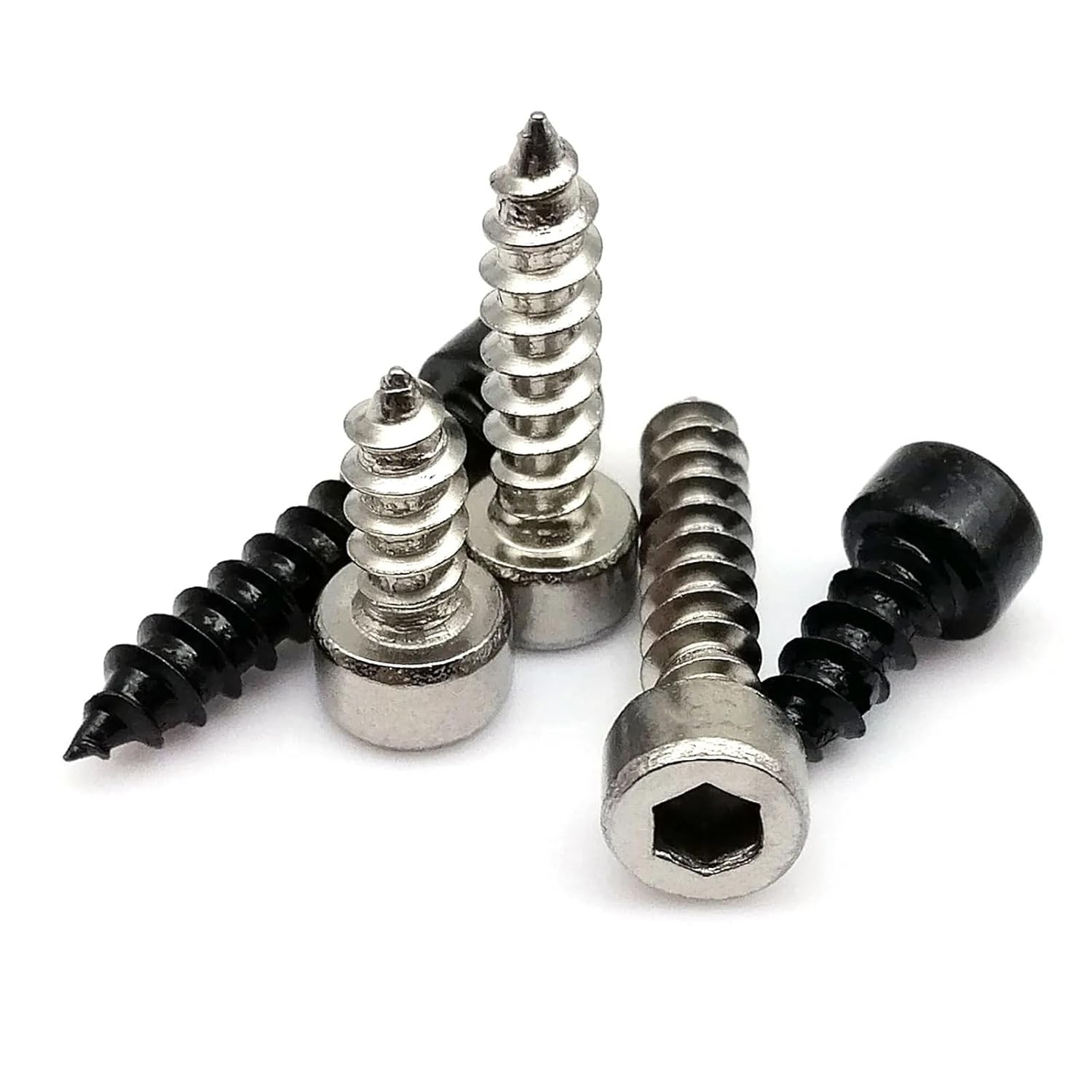 M2.6 M3 5/6/8-16mm 304 Stainless Steel Black Carbon Steel Allen Hexagon Socket Cap Head Wood Screw 50Pcs(304 SS,5MM_50PCS M3)
