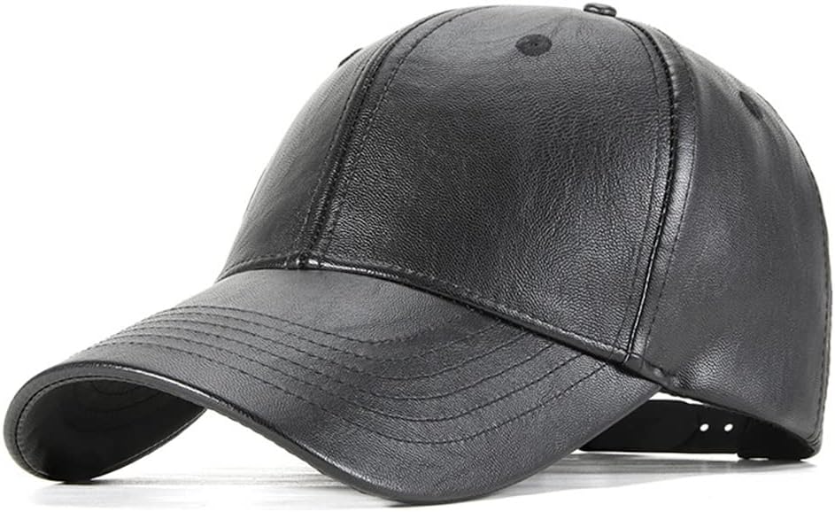 PU Leather Hat Casual Sunshade Short Brim Equestrian Cap Baseball Men and Women