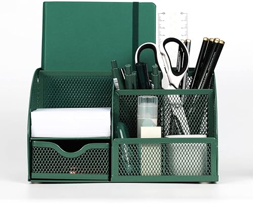 Jaugufiy Organizador de artículos de escritorio de malla de metal, organizador de lápices, organizador de lápices, organizador de brochas de
