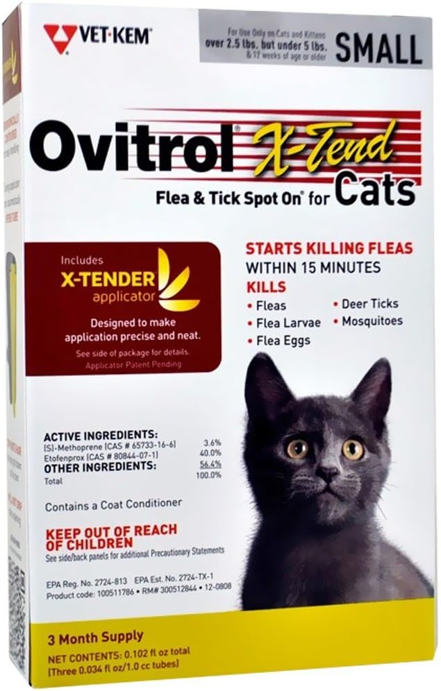 XTend Flea Tick Spot On for Small Cats (2.55 lbs) 3 Month