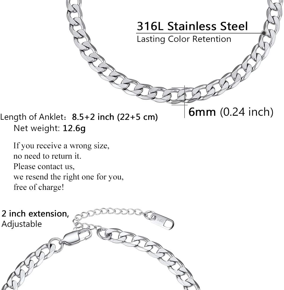 PROSTEEL Stainless Steel Chain Anklets for Women, Silver/Gold Tone, Ankle Bracelets Hypoallergenic, 8-10.5 Inch Adjustable, Come with Box - Image 5