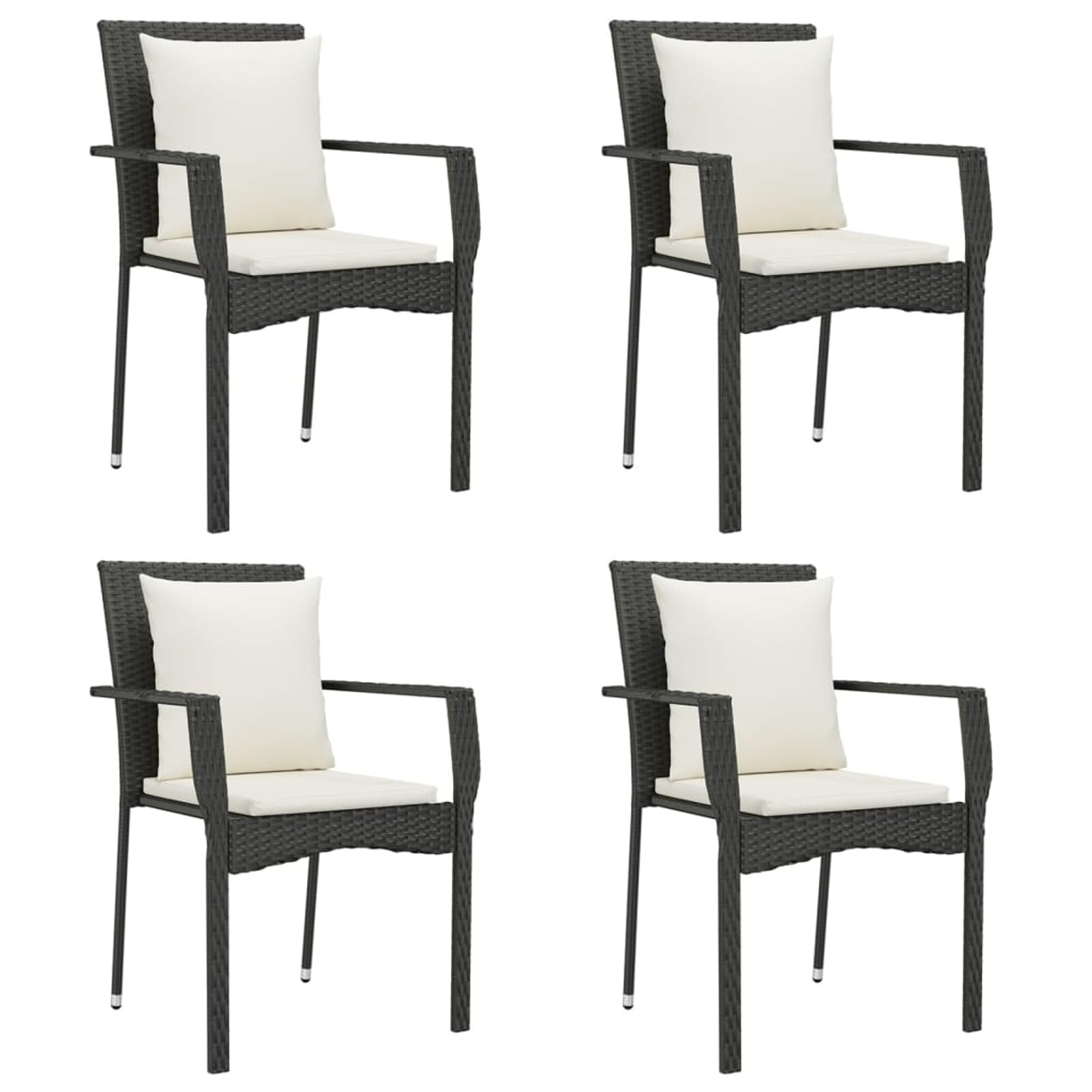 3157965 Set da Pranzo da Giardino 5 pz Nero con Cuscini in Polyrattan Testata in Legno,Testata Letto Matrimoniale Muebles Dormitorio Spalliera Letto Testiere per Letto Matrimoniale