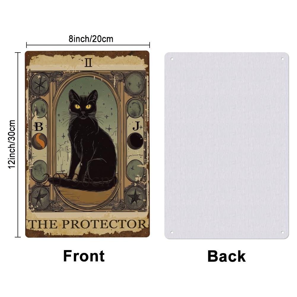 SUPERDANT Black Cat Metal Signs Tarot Card Tin Signs Cat Wall Plaques Halloween Poster Art for Bar Cafe Playroom Man Cave Home Retro Wall Art Vintage Decor - Image 2