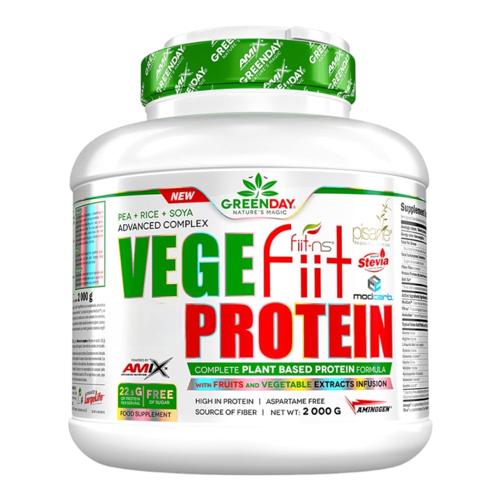 AMIX - Proteína en Polvo - Vegefiit Protein en Formato de 2 kilos - Gran Aporte de Nutrientes - Ayuda a Aumentar la Masa Muscular - Sabor a Doble Chocolate