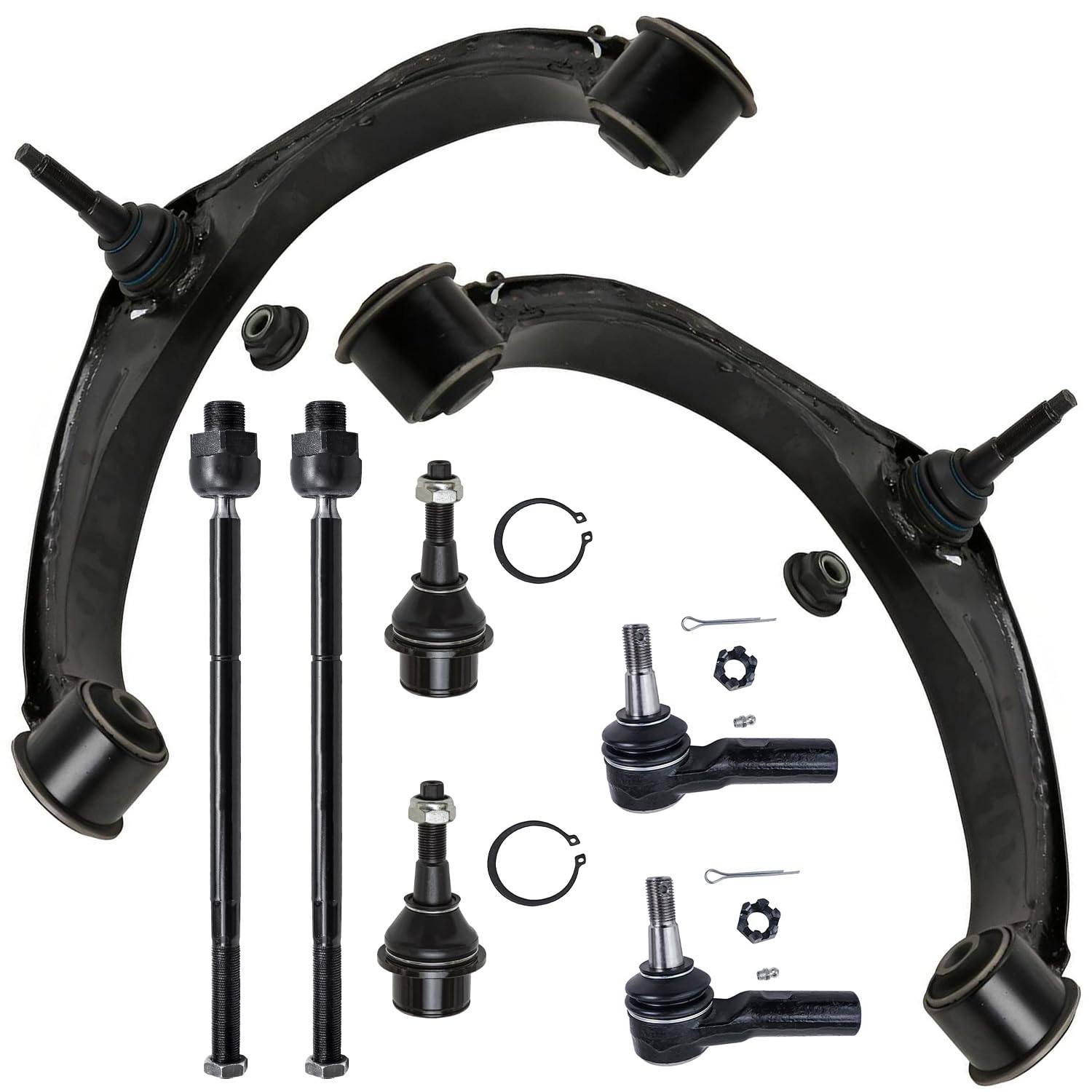 Detroit Axle - 4WD Front Upper Control Arms Ball Joints + Inner Outer Tie