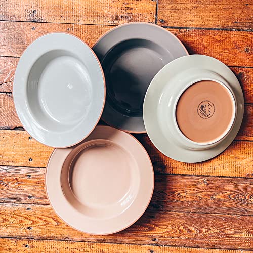 Mora Ceramic Wide Rimmed Soup Bowl 25Oz, Set Of 4 - For Pasta, Italian, Spaghetti, Dipping Bread, Fancy Dinner Etc. Large Plate/Bowls Hybrid For Everyday & Restaurant Use, Flat Rim - Assorted Neutrals #TOP6