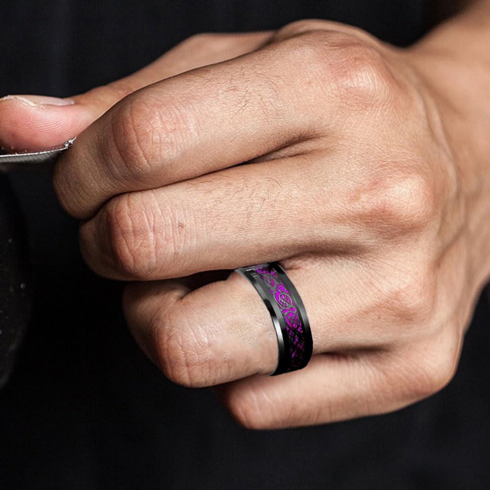 Juego de anillos de compromiso para parejas grabados personalizados, anillos de compromiso con corazón de circonita cúbica, dragón celta para anillos de boda a juego
