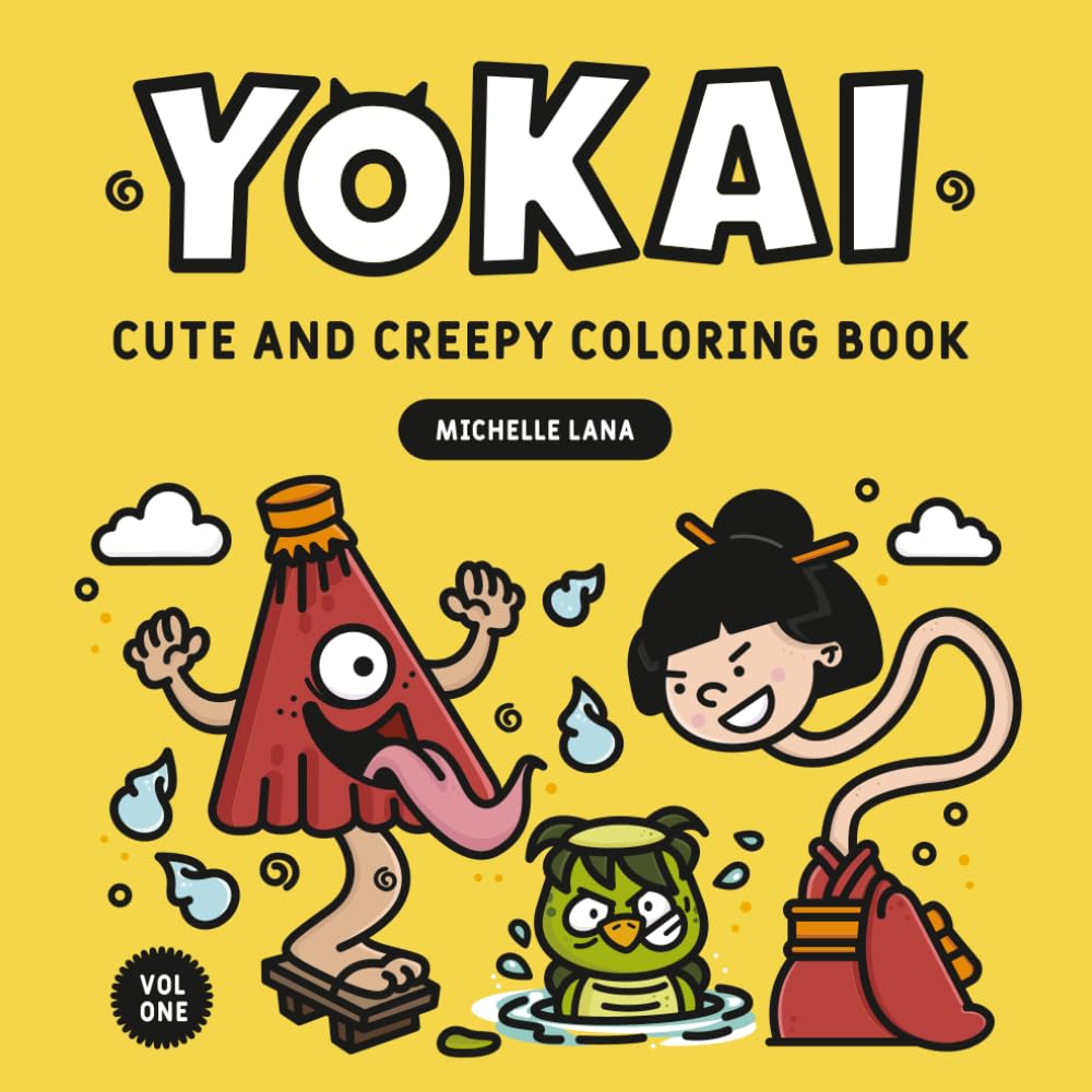 Yokai: Cute and Creepy Coloring Book for Adults and Teens
