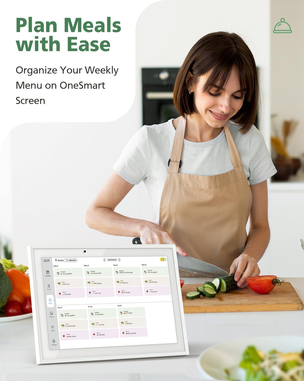 15.6 Inch Digital Calendar Chore Chart, Smart Digital Calendar Wall Planner Picture Frame with HD Touch Screen, Desk & Wall Mount Planner for Family Schedules(White)