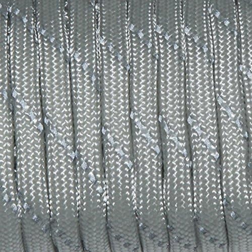 100FT 550 Paracord – 7-Core Reflective Parachute Cord, Light Grey