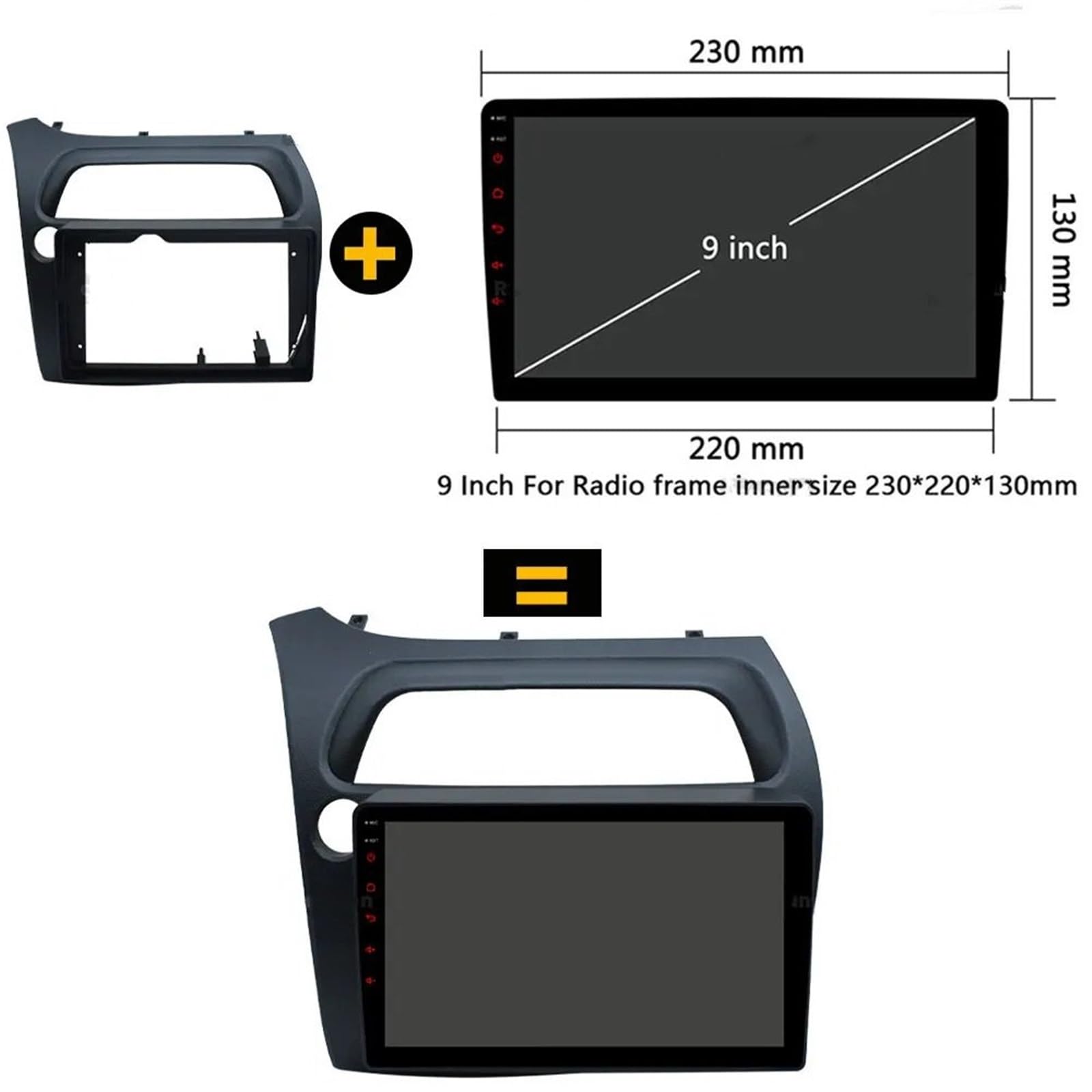 zaślepki radia Pasuje do Honda Civic 8 FK FN 2005-2011 wiązka przewodów dekoder samochodowy Android Radio Stereo ekran nawigacyjny rama konsola(Only Frame-2)