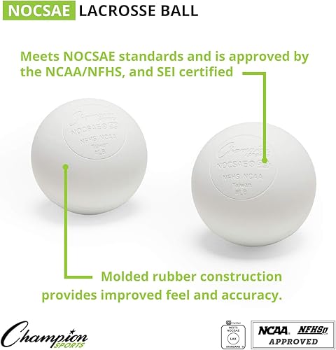 Miniatura 4 de Champion Sports Lacrosse Balls - Tamaño y peso oficiales, aprobado por la NCAA y NFHS, certificado SEI - Profesional y juvenil juego y práctica -