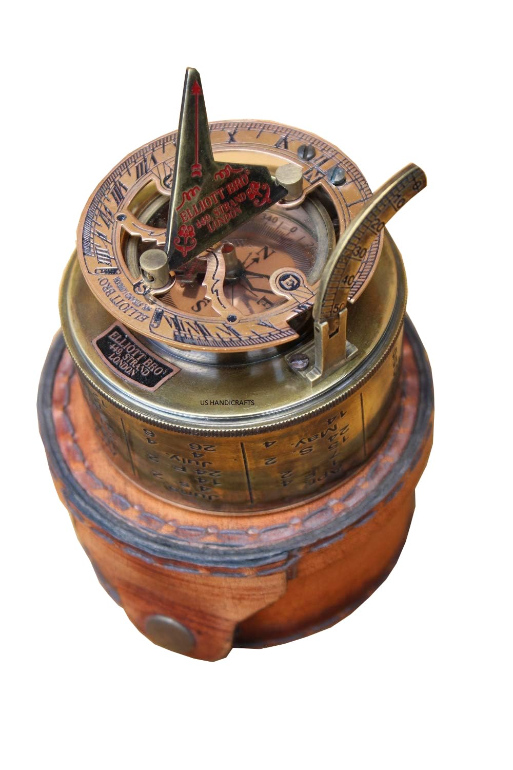 Marine Art Replicas - Brújula de brújula de latón con Funda de Piel/brújula magnética direccional para navegación/brújula de Bolsillo para Camping, Senderismo, Turismo.