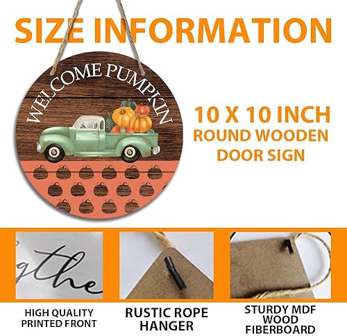 Miniatura 2 de Letrero de madera colgante de madera con texto en inglés Hello Pumpkin Fall Harvest Welcom para puerta delantera, hogar, patio, porche, hojas de