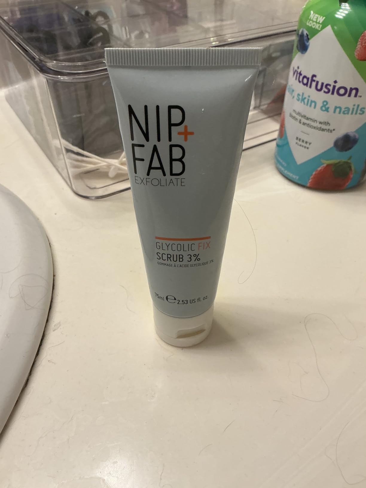 Nip+Fab Nip + Fab Glycolic Fix Scrub (2.5 fl oz) – 3% Glycolic Acid 3-in-1 Facial Exfoliator – Brightening AHA Face Scrub with Salicylic Acid for Smooth Radiant Skin