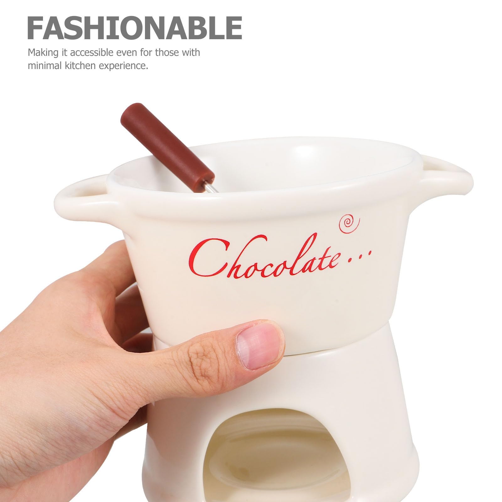 SOLUSTRE Olla para Fondue de Chocolate de Cerámica de Color Claro Función de Derretir Chocolate y Fácil Limpieza Adecuado para Reuniones Familiares y Obras Culinarias