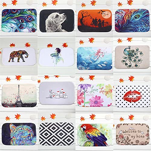 3NH® 40 * 60Cm Dog Peacock Feathers WaterAbsorb Floor Bath Toilet Room