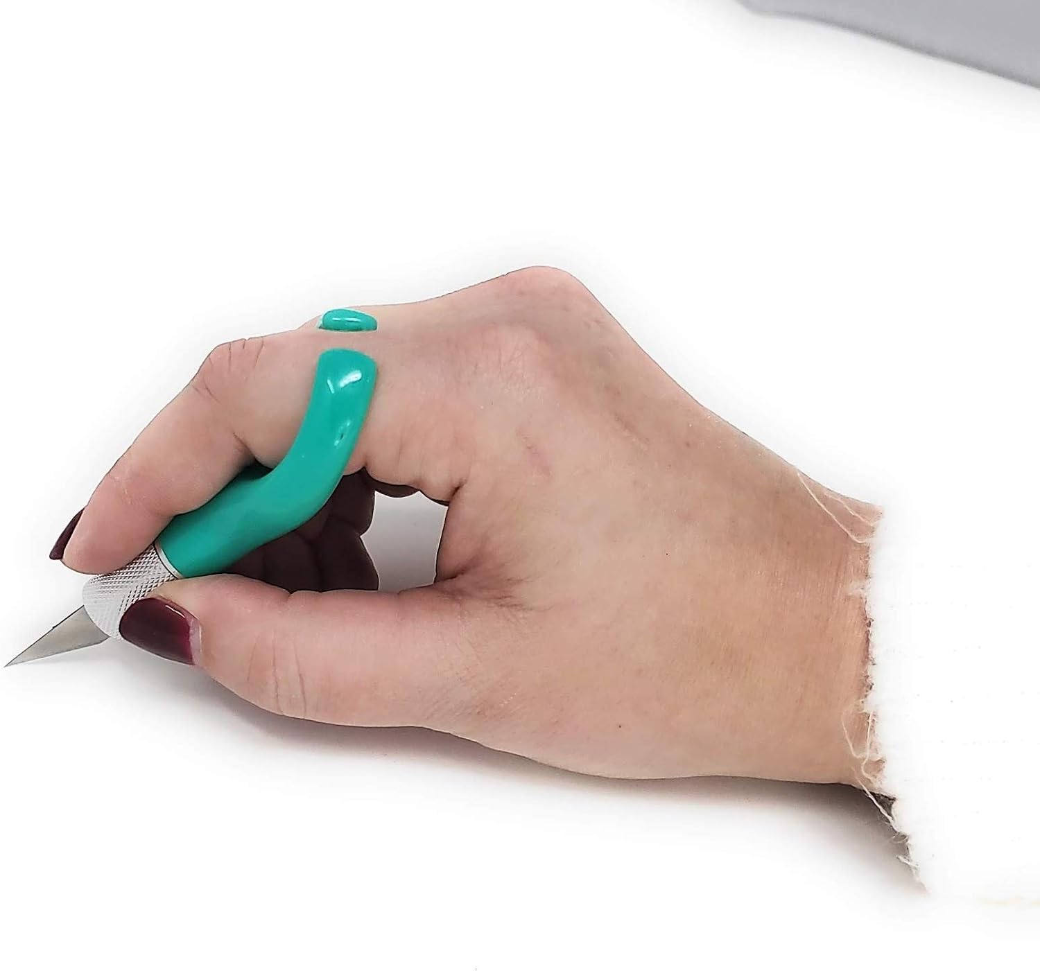 Excel Blades K71 Fingertip Craft Knife - 7 Inch Ergonomic Hobby Knife With Finger Loop - Crafting Supplies - Scrapbooking Knife and Cutting Tool For Precision Cutting and Trimming - Green Teal