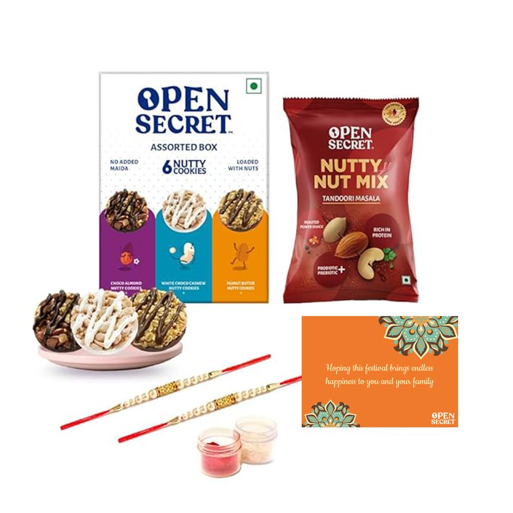 Open Secret Bhai Dooj Gift Set for Brother | Combo of 5 | Bhai Dooj Tikka for Brother, Cookies Gift Hamper, Dry Fruits, Nut Mix, Bhai Dooj Gift for Sister with Thread, Festive Card & Roli Chawal (B0C9JDJRJZ) Amazon Price History, Amazon Price Tracker