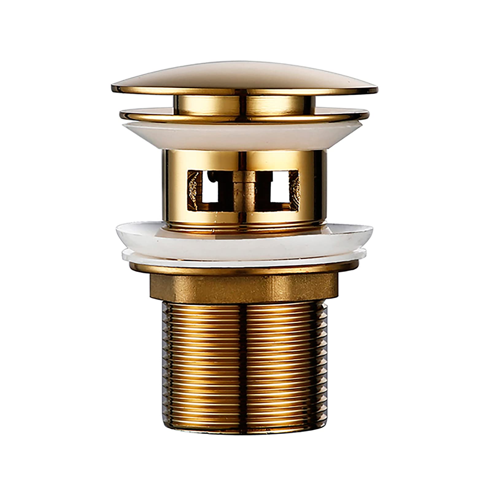 Tapón de Lavabo de Acero Inoxidable, Tapón de desagüe emergente con rebosadero for Lavabo de baño, latón Pulido y Dorado
