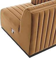 Vista 254 de Modway Conjure - Sofá seccional tapizado de terciopelo de alto rendimiento, con canal, silla sin brazos en negro y gris