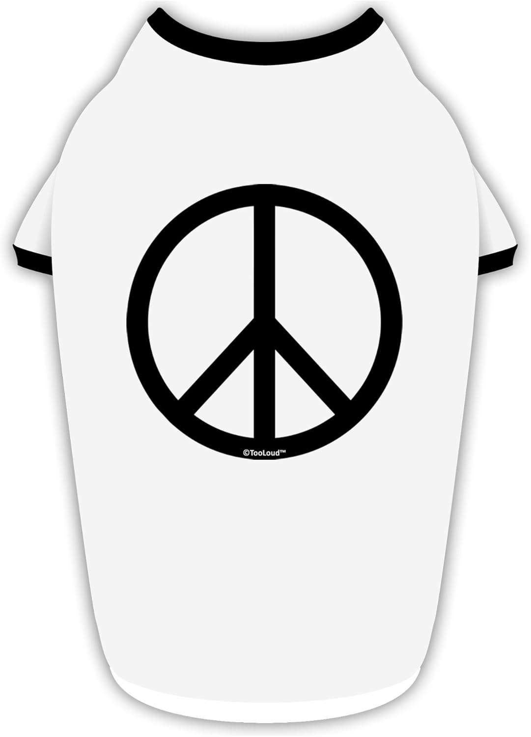 TOOLOUD Peace Sign Symbol Cotton Dog Shirt White with Black XL