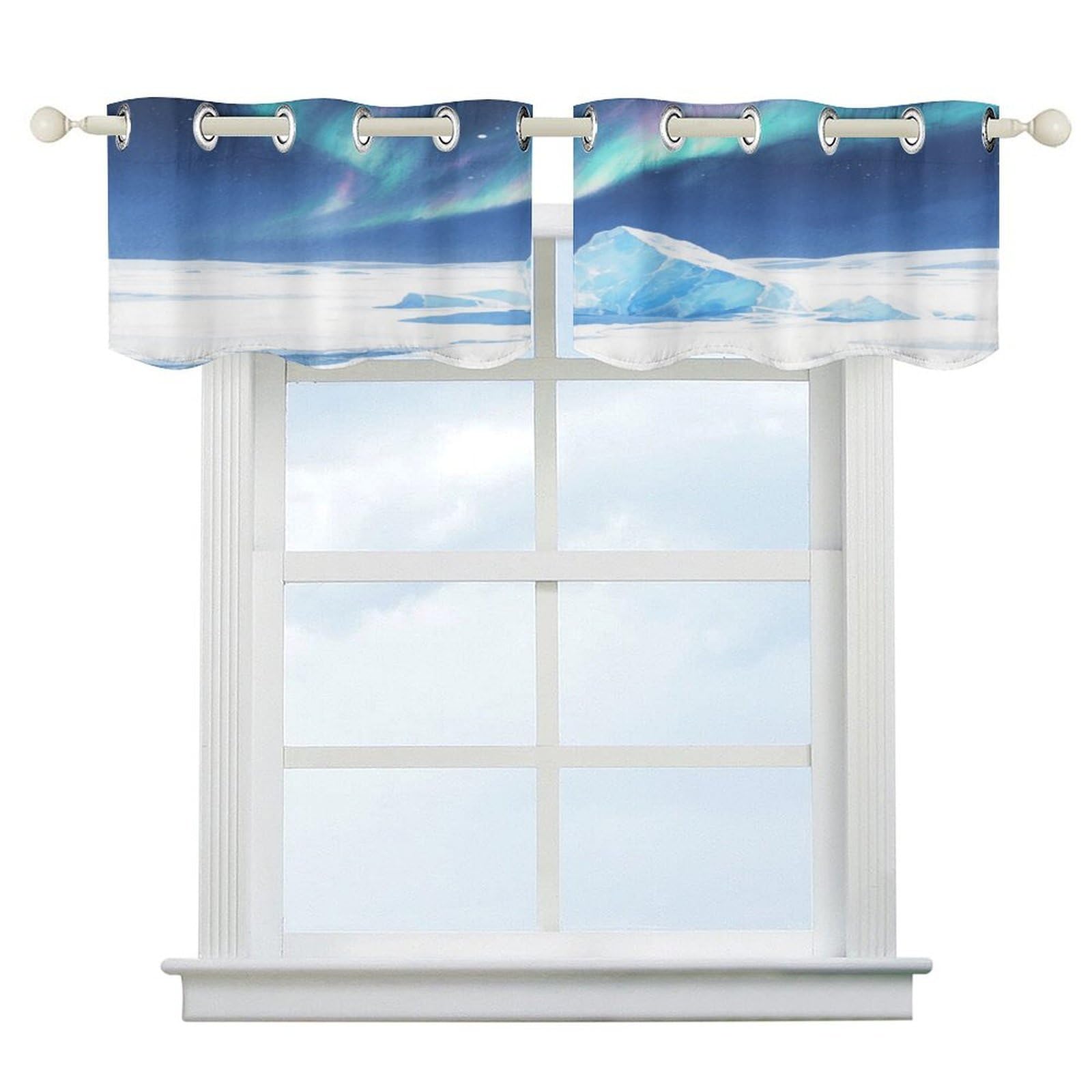Fekiloot Style Ice Field And Aurora Short Curtains Valance Curtain