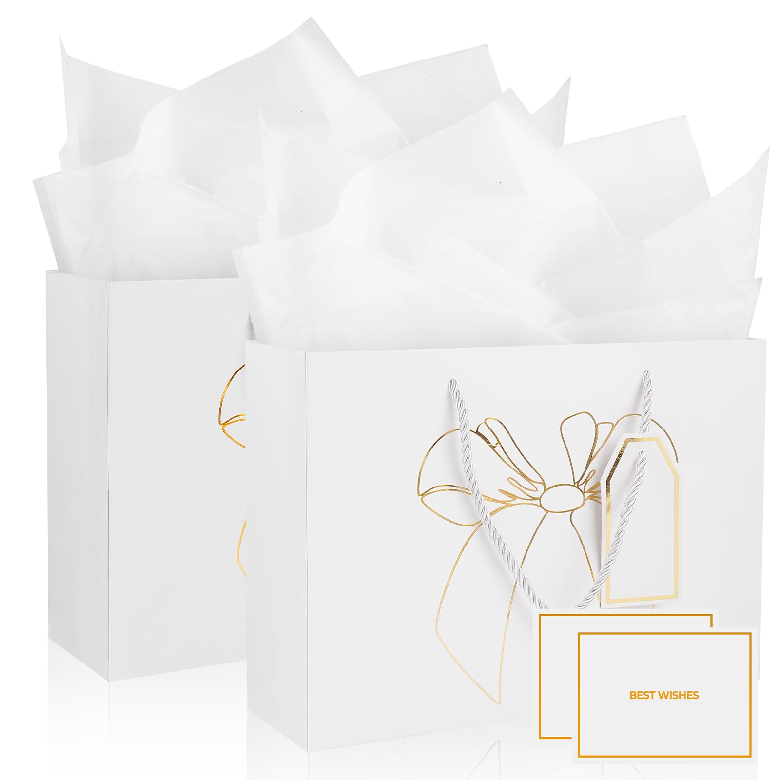 Gift Bags for Present, 2 Pcs Medium Gift Bag with 2 Wrappers and 2 Cards, Paper Gifts Bags with Handles for Women Men Birthday Wedding Party — image 1