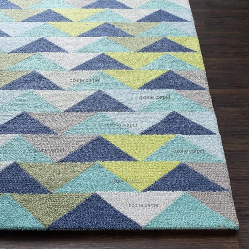 Image of Hand Tufted Wool Carpets Anti Shedding Rug Modern Carpets for Living Room Size 6x8 Feet