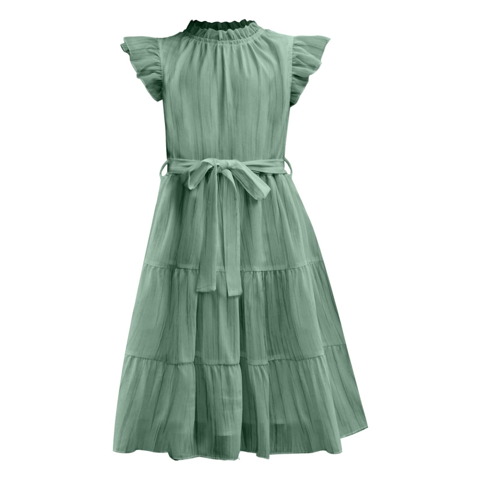 Vestidos de verano para niñas, con tirantes delgados, plisados, acampanados, acampanados, vestido de princesa, fiesta de cumpleaños, vestido de boda