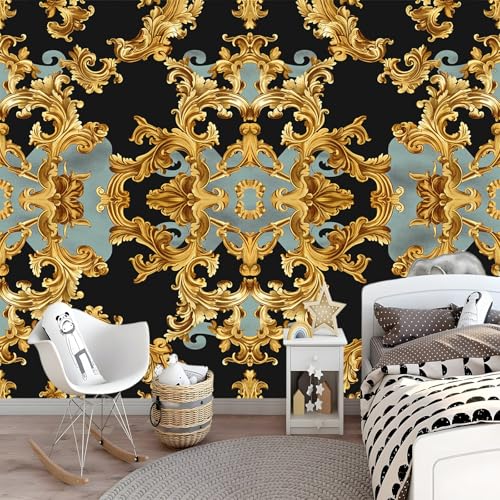 Generico Carta Da Parati Stile Barocco - 150 X 105 Cm Stampe Visive Di Lusso Carta Da Parati Fotografica Per Soggiorno, Sala Giochi, Fotomurale Per Bambini
