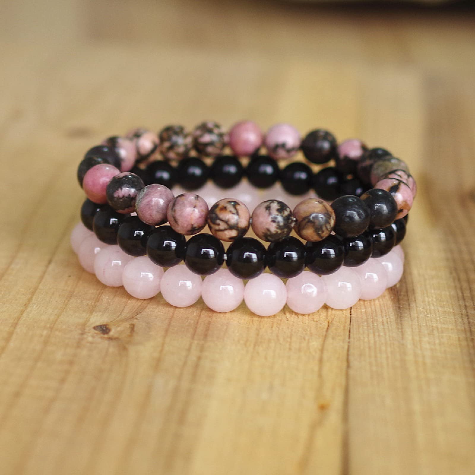 Black and Rose Women\'s Bracelet Set Rose Bracelet 3D Vivid Black Rose Flower Link Chain  main image 2
