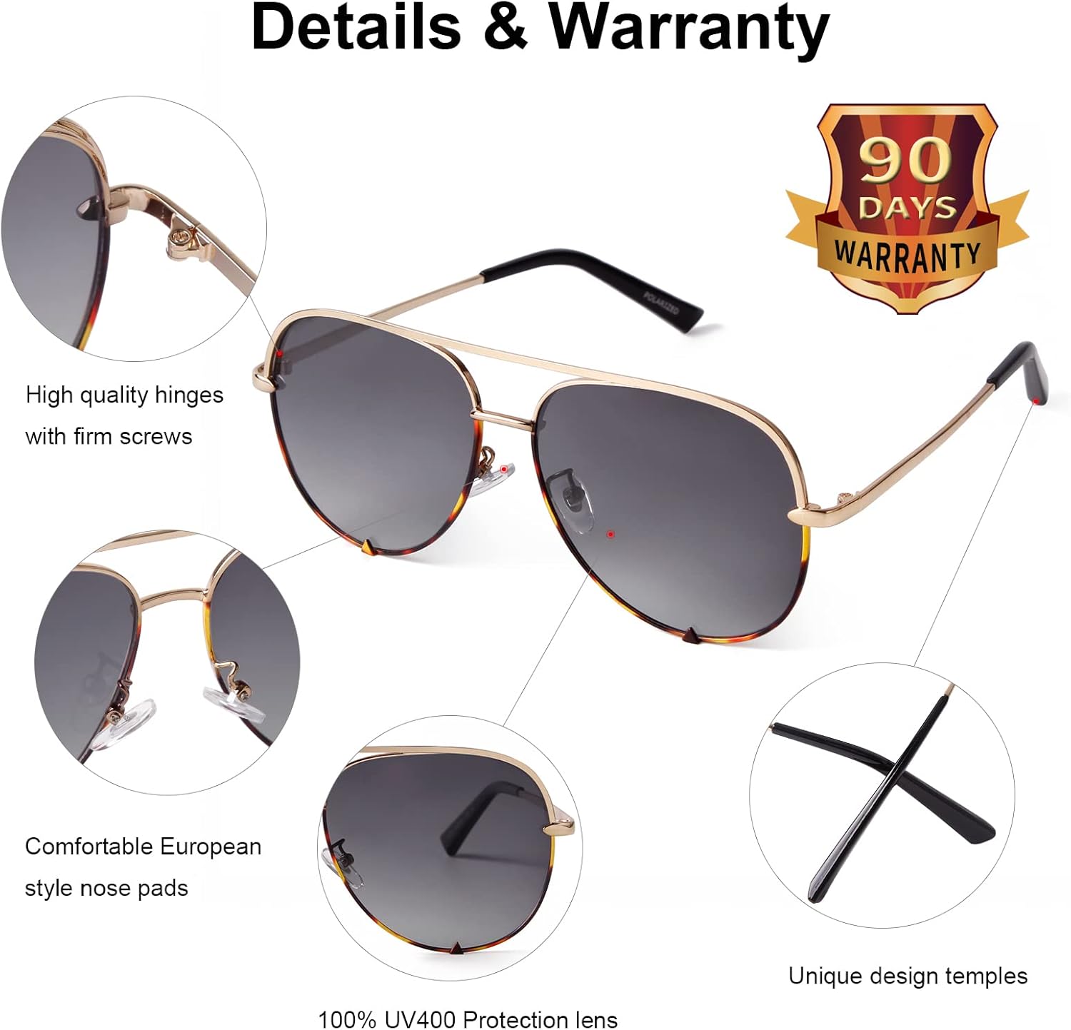 SORVINO Oversized Aviator Sunglasses for Women Men Trendy Retro Bulk Shade Black Faded Sun Glasses Classic UV Protection - Image 7