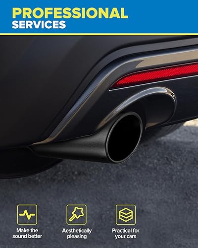 Miniatura 5 de PHILTOP Puntas de escape universales de 2.5 pulgadas, entrada de 4 pulgadas, salida de 12 pulgadas de largo, punta de tubo de escape pulida,