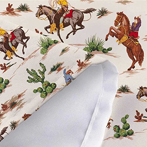 Vintage West Cowboy Shower Curtain, Wild West Cowboy Ride Horse And Desert Cactus Shower Curtain For Bathroom, Cloth Fabric Wild West Artistic Theme Bathroom 12Pcs Hooks, 69X70In (69X70) #TOP6