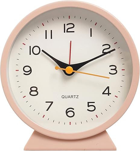 Miniatura 11 de SHISEDECO Reloj despertador analógico retro antiguo de 4.5 pulgadas, funciona con pilas, pequeño reloj de noche silencioso con función de luz,