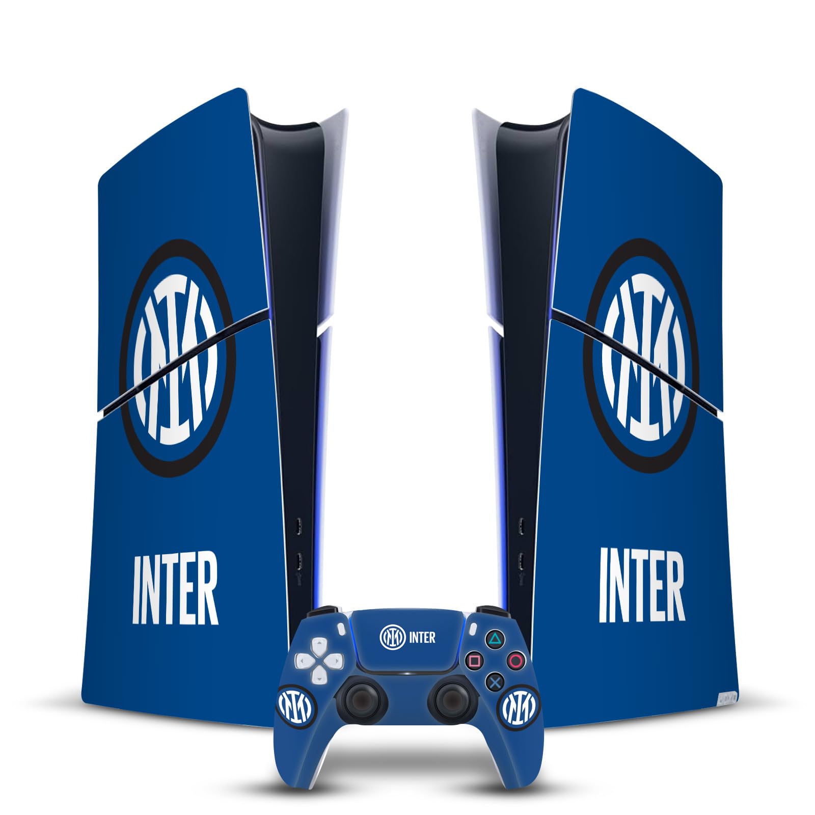 Head Case Designs Offizielle Inter Milan Logo Abzeichen Vinyl Haut Gaming Aufkleber kompatibel mit Sony PlayStation 5 PS5 Slim Digital Edition Console & DualSense Controller