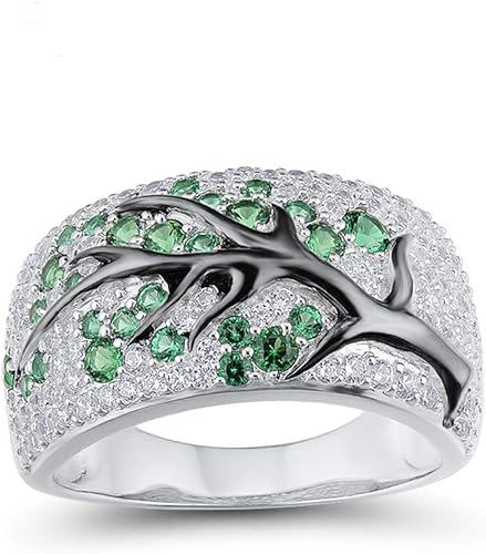Santuzza Anillo de plata de ley 925, anillo de cerezo de circonita cúbica para mujer, Circonita, plata de ley 925