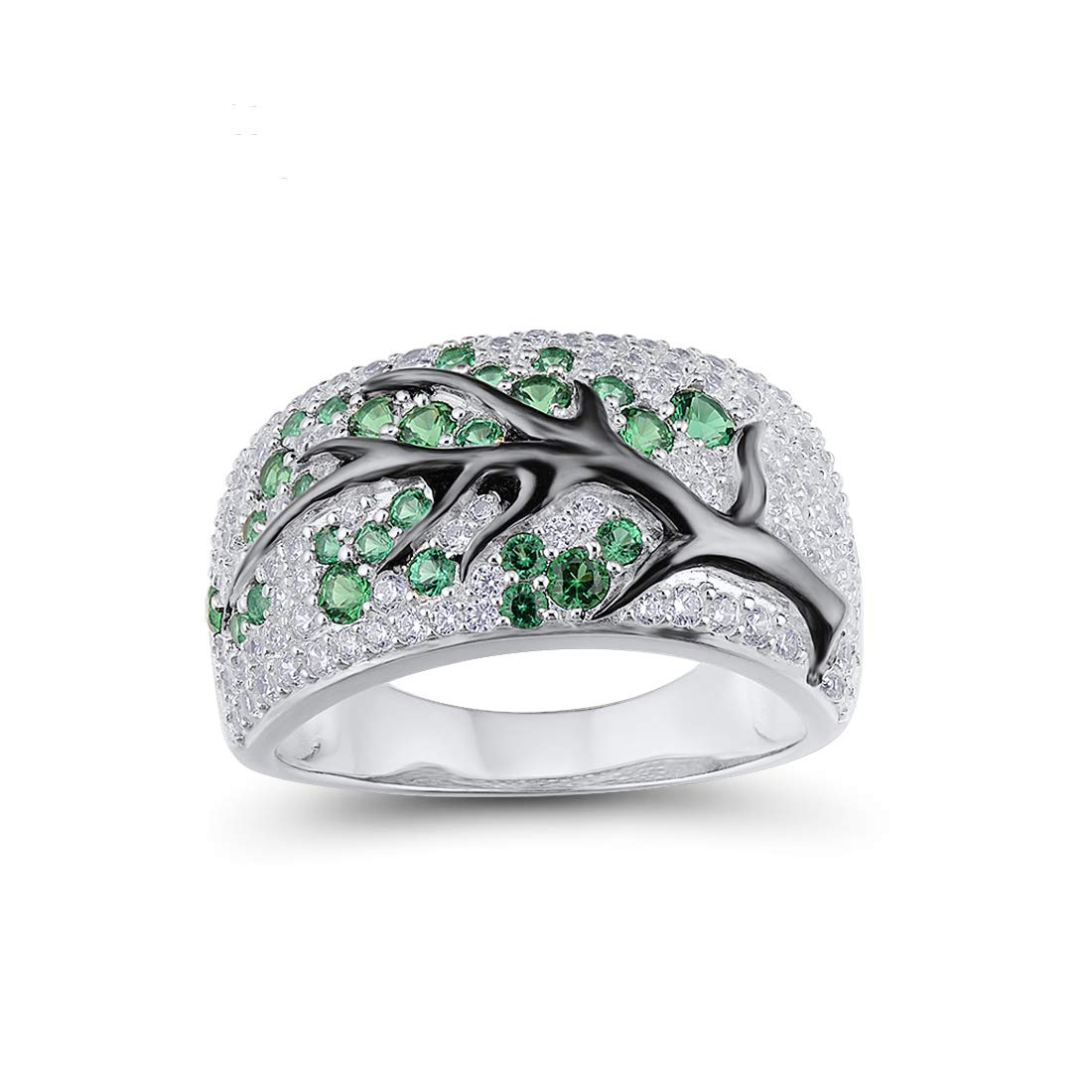 Santuzza 925 Sterling Silver Cherry Ring Cubic Zirconia Tree Branches Ring for Women