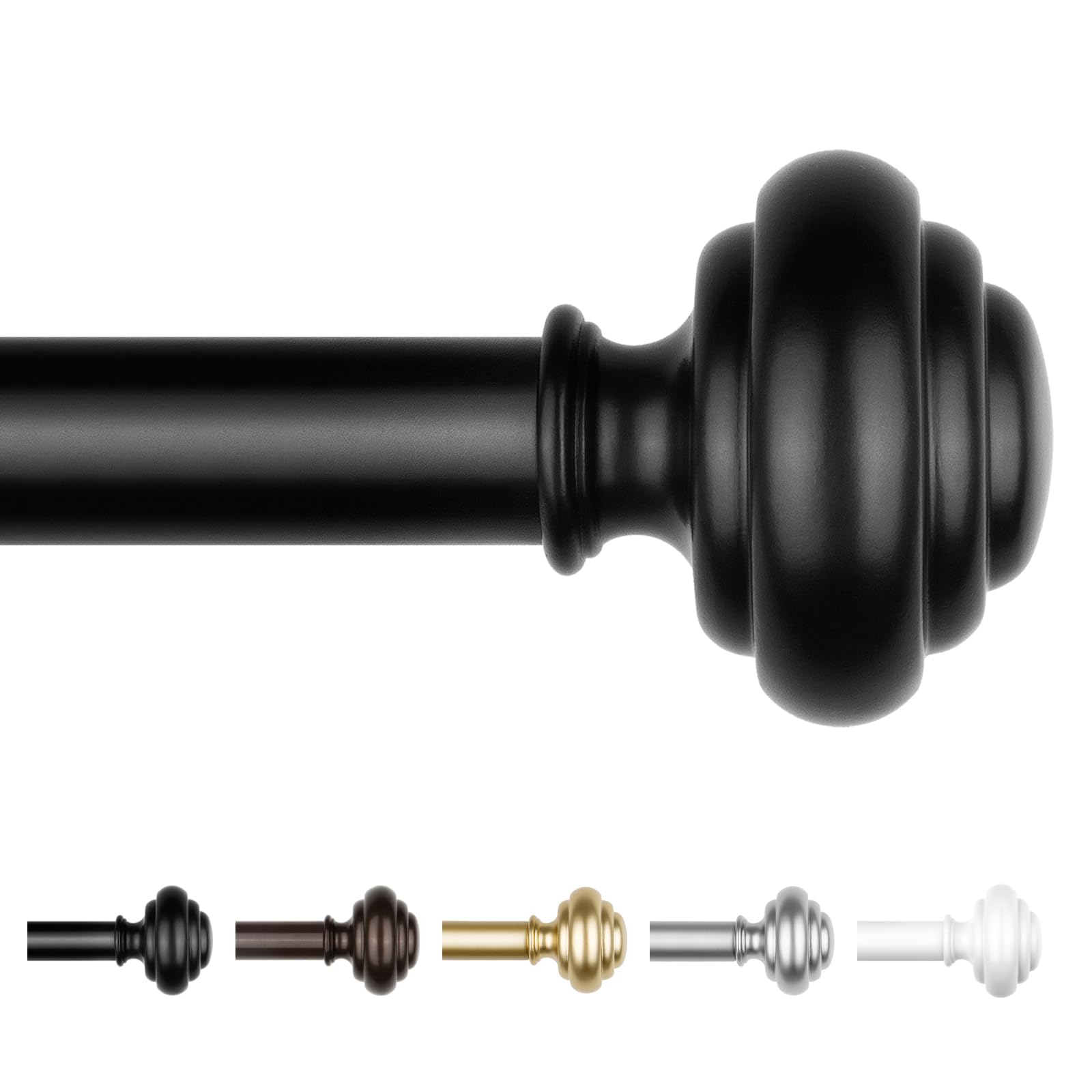 Photo 1 of KAMANINA Black Curtain Rods for Windows 32 to 58 Inches (2.6-4.8ft) Heavy Duty Curtain Rods, 7/8 Inch Adjustable Decorative Drapery Rods Set with Modern Finials