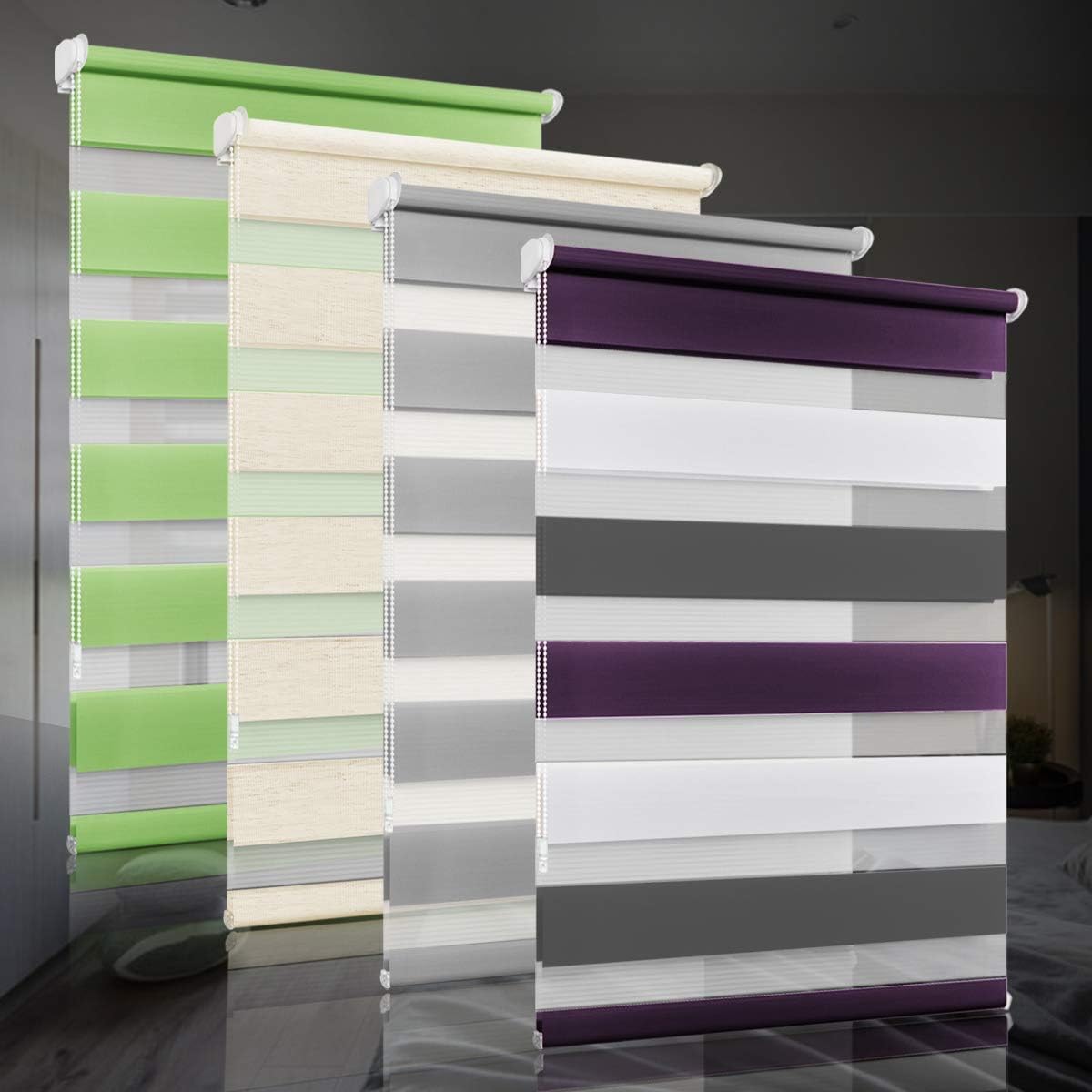 bobodeco Doppelrollo klemmfix ohne Bohren Duo Rollos für Fenster mit Klemmträger, Fensterrollo lichtdurchlässig & verdunkelnd Wandmontage Sichtschutz