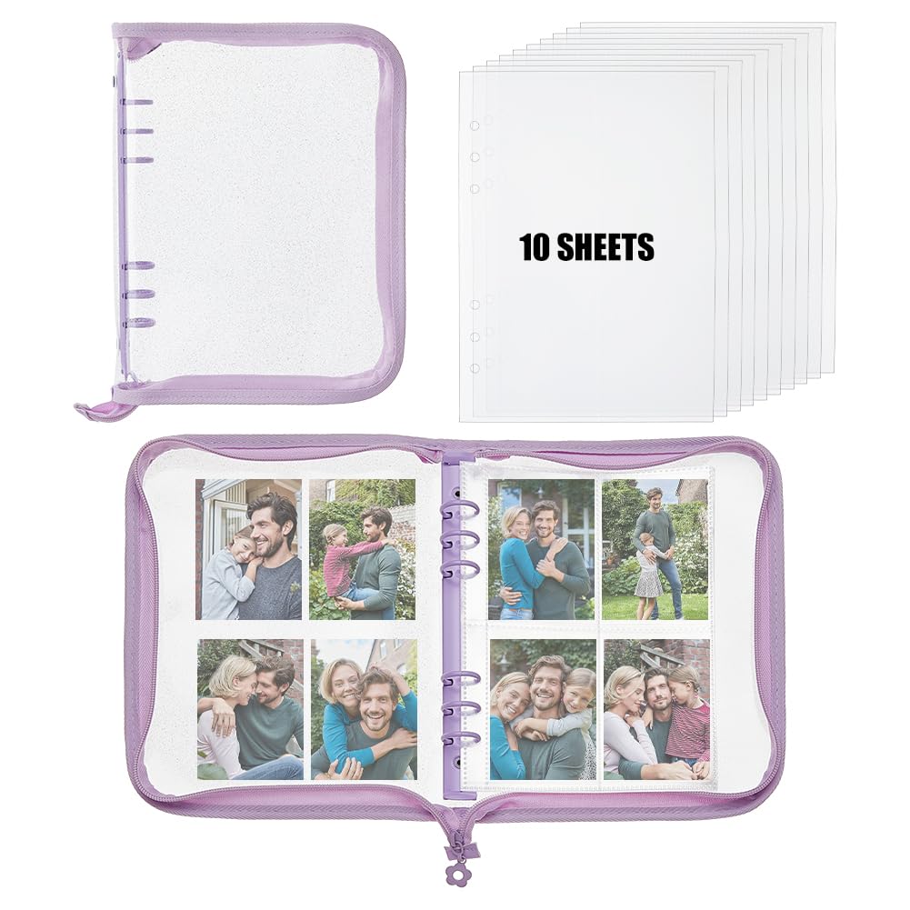 SUPERFINDINGS Raccoglitore Photocard Kpop Raccoglitore di Carta Ricaricabile con Cerniera Impermeabile a fogli Sciolti Con 10 Fogli 4 tasche di Ricarica