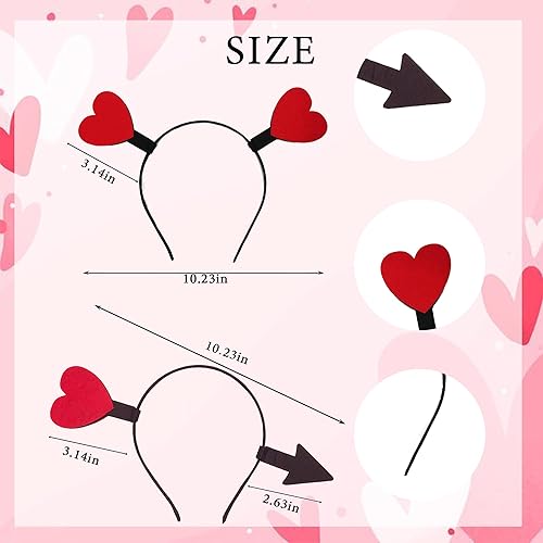Miniatura 2 de Celebratopia 2 diademas de corazón para el día de San Valentín para mujer, diadema de corazón de flecha de Cupido, diadema de corazón rojo con
