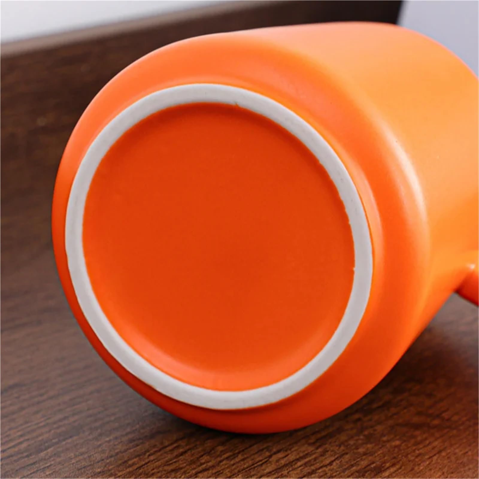 Taza de café de cerámica Vintage de 480ml con tapa, mango de madera, taza de agua Retro for oficina y hogar, 2 uds. Para Boda(Orange Green)