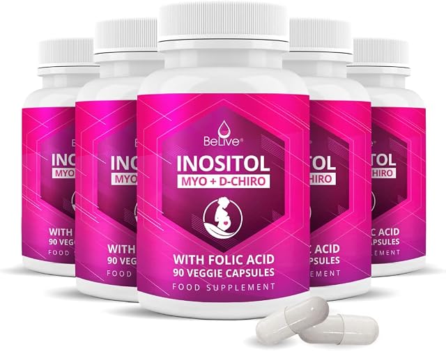 Myo-Inositol & D-Chiro Inositol Capsules with Folic Acid for PCOS | Prenatal Fertility Supplements for Women | Vitamin B8 | Improves Hormonal Balance & Supports Ovarian Function | 40 to 1 (5 Pack)