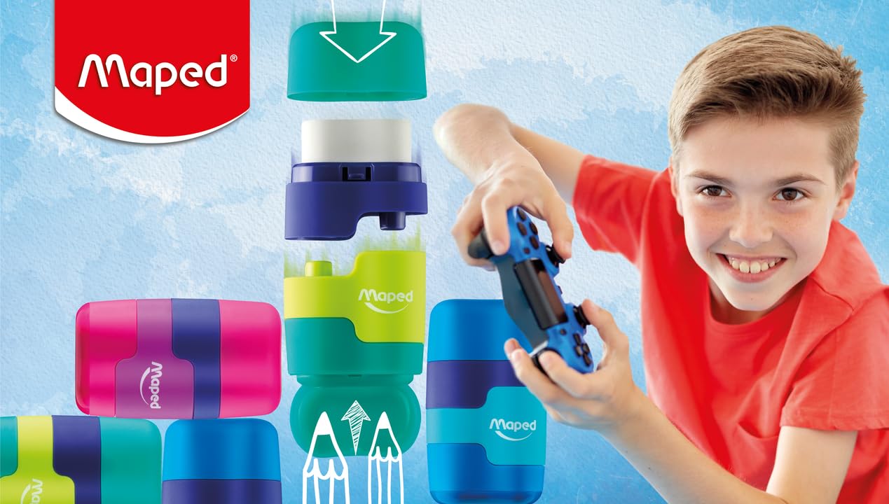 Maped Connect Farbiger Duo Radiergummi und Bleistiftspitzer (2 Stück)