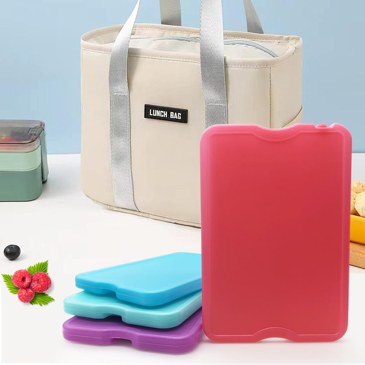 Lot De 4 Blocs Réfrigérants XL Fins Réutilisables Pour Sac Isotherme - Camping Et Pique-Nique