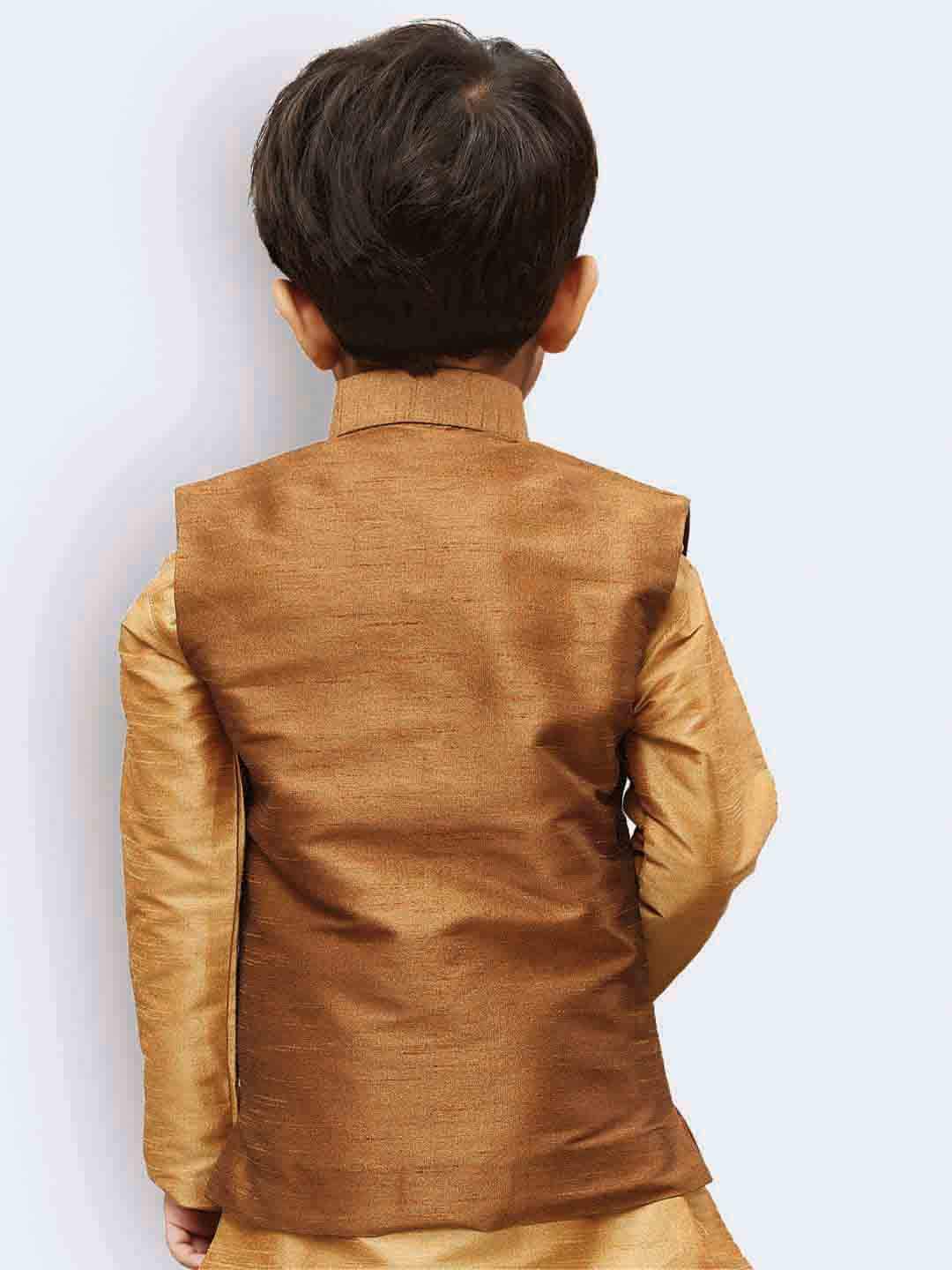JBN Creation Boy's Silk Blend Nehru Jacket (VASBJCO006_18_Coffee - Image 5 thumbnail