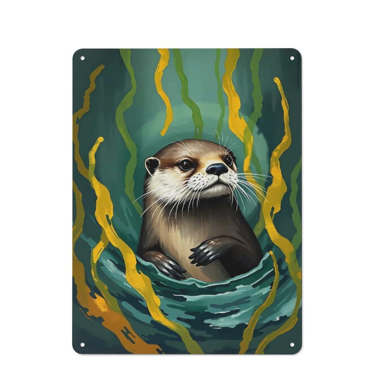 Junmoney Otter In Seaweed Vintage Tin Sign 40X30cm With For Guest Room Or Hallway, For Vintage Wall Decor Fans, For Themed Room Decoration