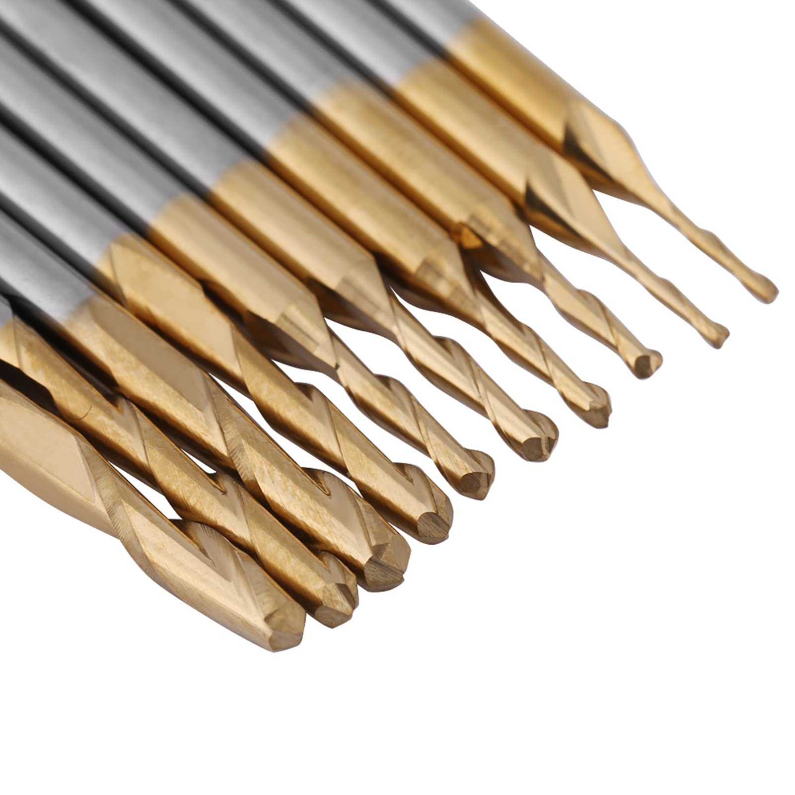 Brocas de fresa de punta de carburo de tungsteno recubiertas, vástago de 3,175 mm para grabar agujeros de fresado, ranuras en placas de circuito, plásticos, acero inoxidable